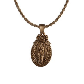 Vintage Bronze Pilgrimage of Rennes Medal with Grotto Virgin