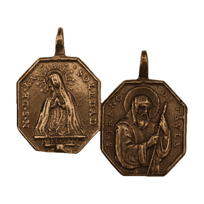 Vintage Bronze Our Lady of Solitude and St. Francis of Paola