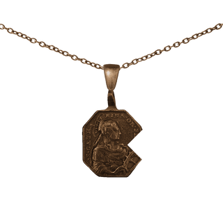 Vintage Bronze St. Catherine and St. Barbara Octagonal Medal