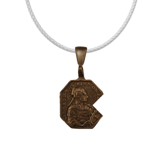 Vintage Bronze St. Catherine and St. Barbara Octagonal Medal