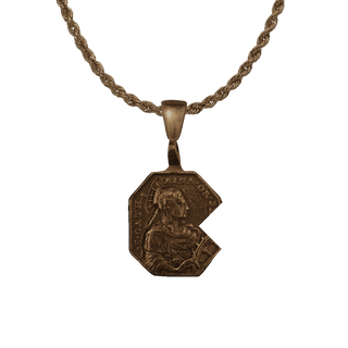 Vintage Bronze St. Catherine and St. Barbara Octagonal Medal
