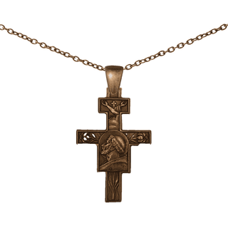 Vintage Bronze St. Francis Cross with the Blessing and Lilies