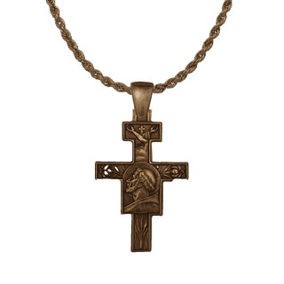 Vintage Bronze St. Francis Cross with the Blessing and Lilies