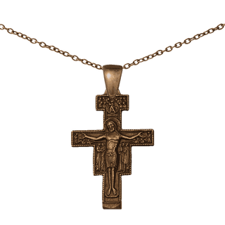 Vintage Bronze San Damiano Crucifix with the Assisi Blessing