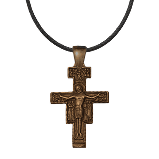 Vintage Bronze San Damiano Crucifix with the Assisi Blessing
