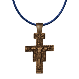 Vintage Bronze San Damiano Crucifix with the Assisi Blessing