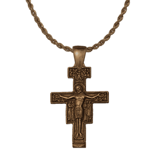 Vintage Bronze San Damiano Crucifix with the Assisi Blessing