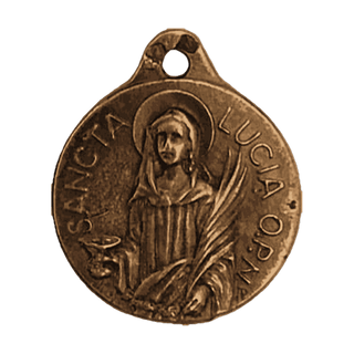 Vintage Bronze St. Lucy Medal, Sancta Lucia Ora Pro Nobis