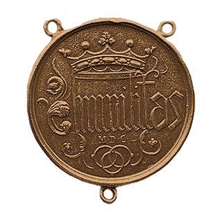 Vintage Bronze St. Charles Borromeo Rosary Center, Humilitas — reverse
