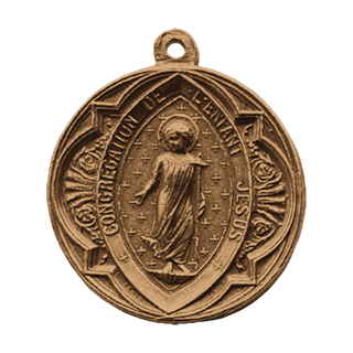 Vintage Bronze Child Jesus and Guardian Angel Medal, French