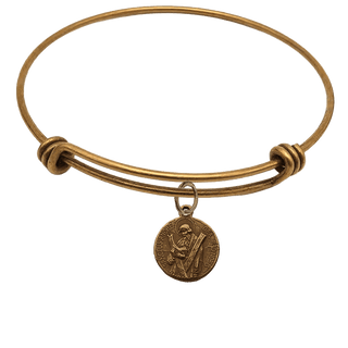 Vintage Bronze St. Andrew Medal Bangle Bracelet