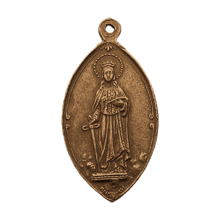 Vintage Bronze St. Dymphna Medal, Pray for Us