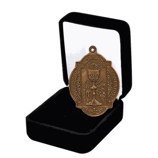 Vintage Bronze First Communion Medal, Eucharist