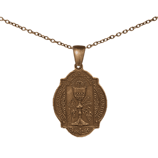 Vintage Bronze First Communion Medal, Eucharist