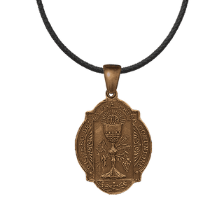 Vintage Bronze First Communion Medal, Eucharist