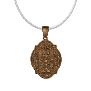 Vintage Bronze First Communion Medal, Eucharist