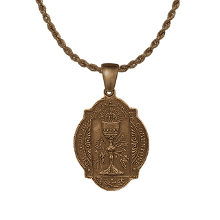 Vintage Bronze First Communion Medal, Eucharist