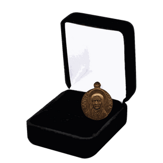 Vintage Bronze St Monica Medal with Lily
