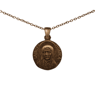 Vintage Bronze St Monica Medal with Lily