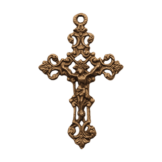 Vintage Bronze French Openwork Scroll Crucifix