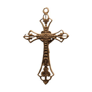 Vintage Bronze Pierced Openwork Crucifix, Two Sided - reverse