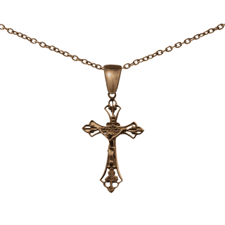 Vintage Bronze Pierced Openwork Crucifix, Two Sided