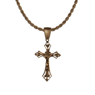 Vintage Bronze Pierced Openwork Crucifix, Two Sided