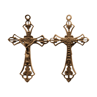 Vintage Bronze Pierced Openwork Crucifix, Two Sided