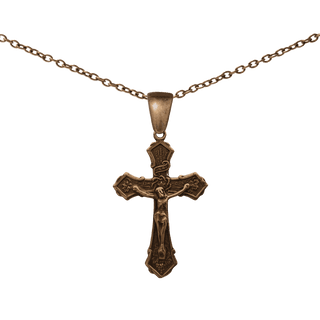 Vintage Bronze Wheat and Grapes Crucifix