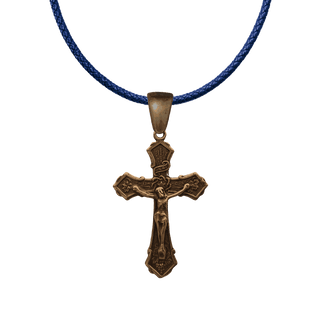Vintage Bronze Wheat and Grapes Crucifix