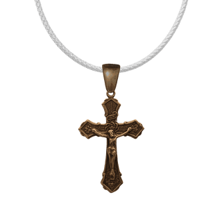 Vintage Bronze Wheat and Grapes Crucifix