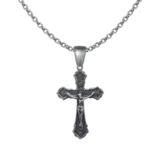 Vintage White Bronze Wheat and Grapes Crucifix