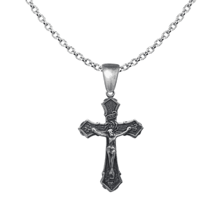 Vintage White Bronze Wheat and Grapes Crucifix