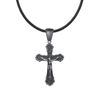 Vintage White Bronze Wheat and Grapes Crucifix