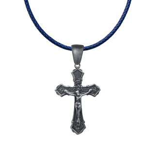 Vintage White Bronze Wheat and Grapes Crucifix