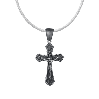 Vintage White Bronze Wheat and Grapes Crucifix