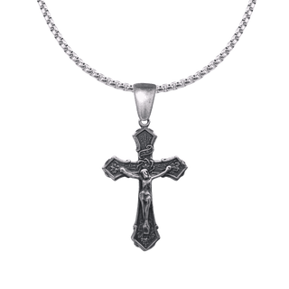 Vintage White Bronze Wheat and Grapes Crucifix
