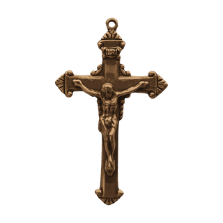 Vintage Bronze Classic Crucifix with Shell Tips