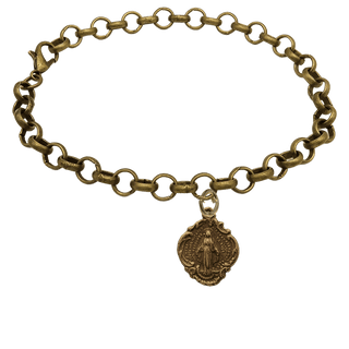 Vintage Bronze Miraculous Medal Bracelet