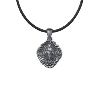 Vintage Sterling Silver Miraculous Medal in a Scalloped Frame