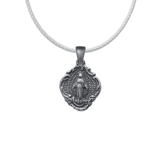 Vintage Sterling Silver Miraculous Medal in a Scalloped Frame