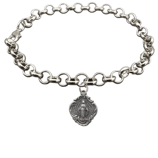 Vintage White Bronze Miraculous Medal Bracelet