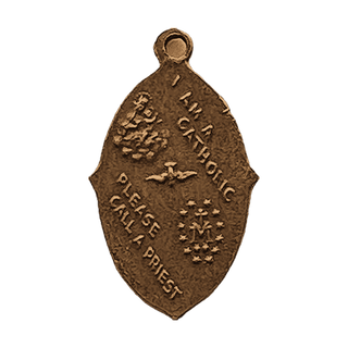 Vintage Bronze I Am a Catholic Medal with Crucifix — reverse