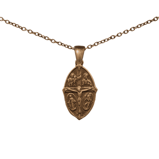 Vintage Bronze 4-Way Medal with Crucifix - Medium