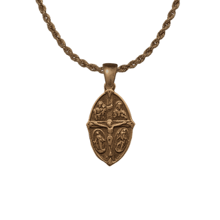 Vintage Bronze 4-Way Medal with Crucifix - Medium