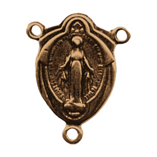 Vintage Bronze Draped Our Lady of Grace Rosary Center