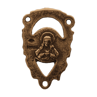 Vintage Bronze Open Frame Rosary Center with Medallion — reverse
