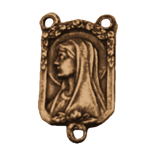 Vintage Bronze Our Lady of Lourdes Rosary Center — reverse