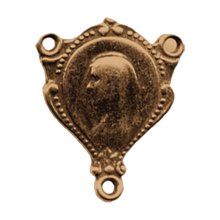 Vintage Bronze Madonna Profile Rosary Center