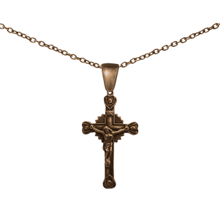 Vintage Bronze Crucifix with Heart Terminals